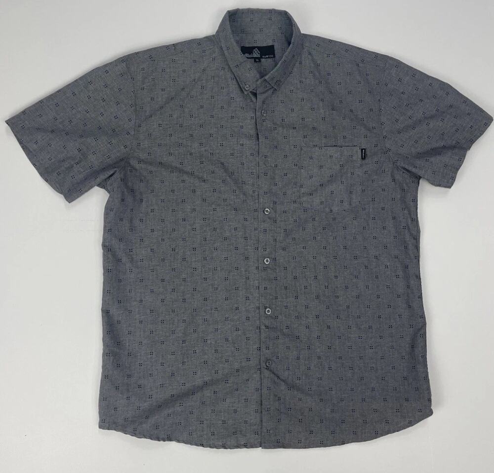 Molokai Surf Co w/All Over Blue & Red squares S/S Button Down Shirt Men's XL